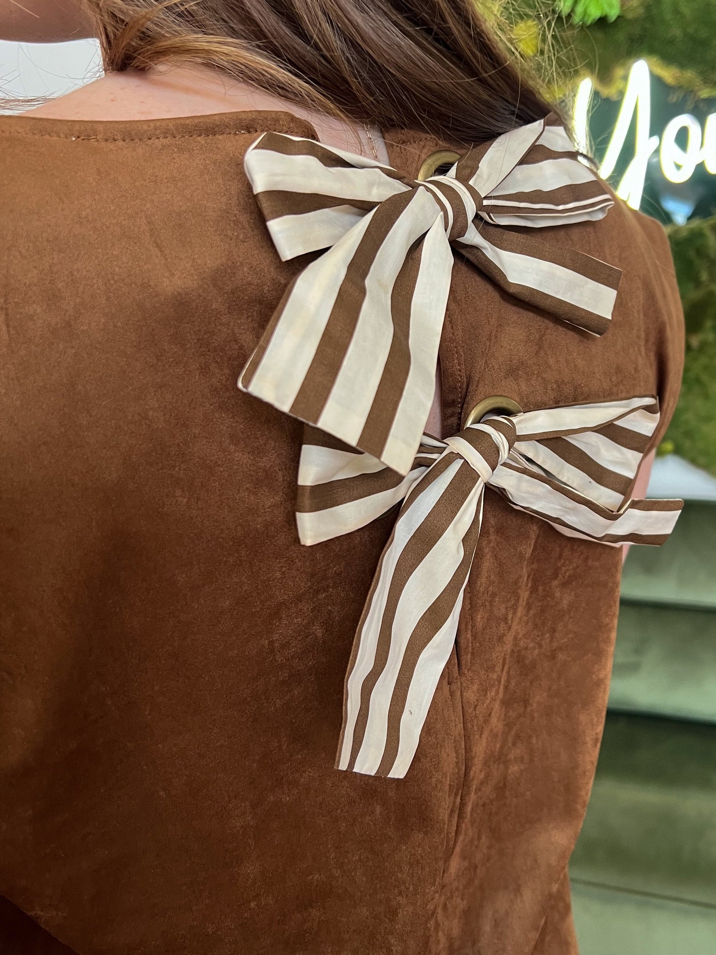 Brown Faux Suede Shift Dress