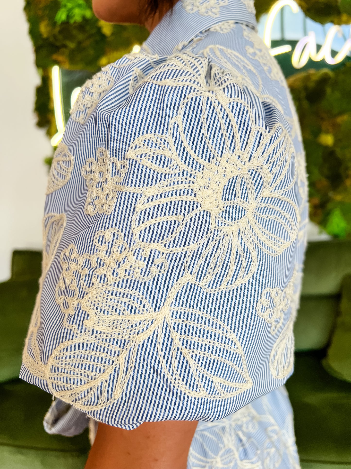 Bluebell Garden Stripe Embroidered Maxi Dress