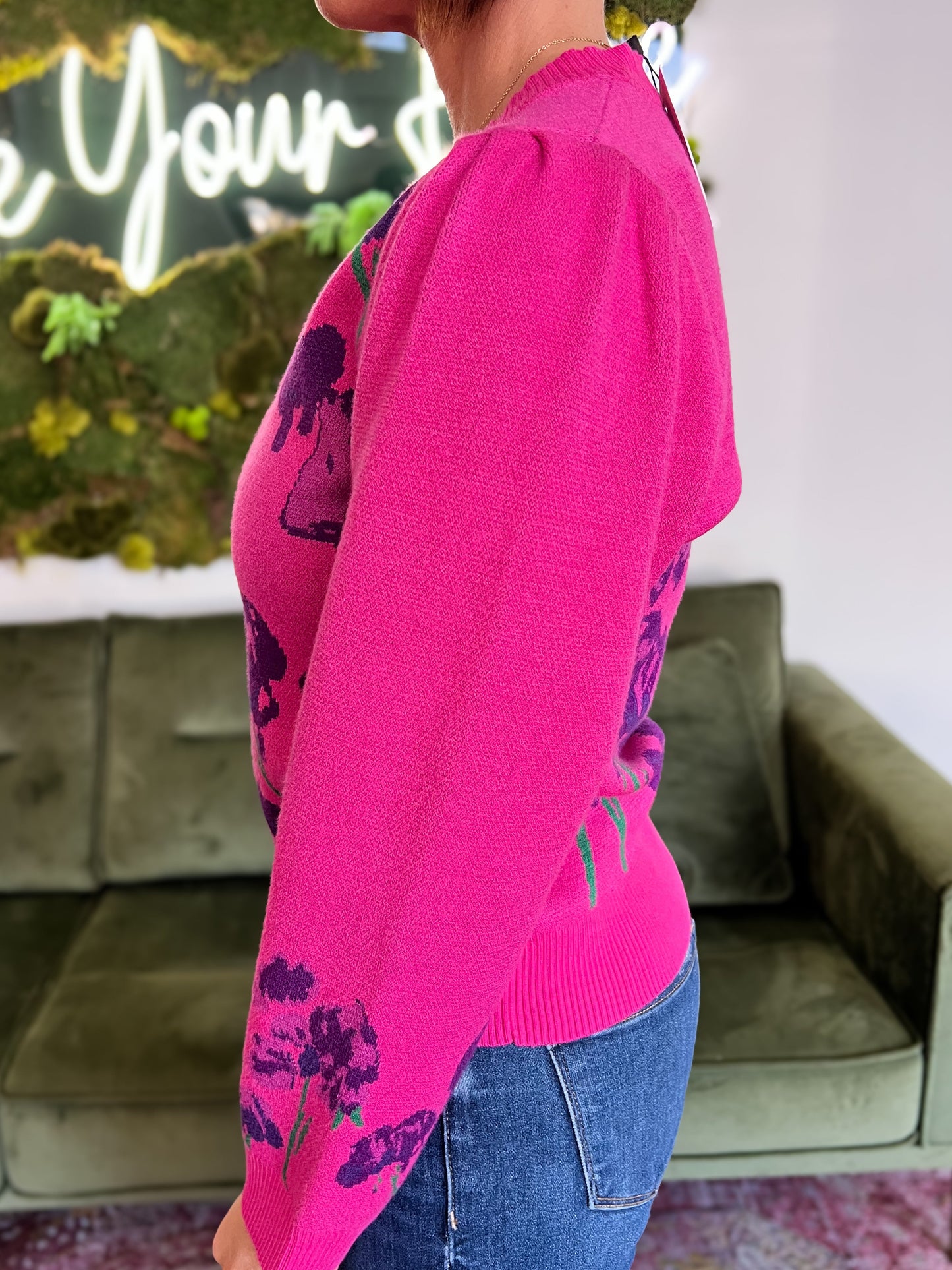 Fuchsia Floral Sweater
