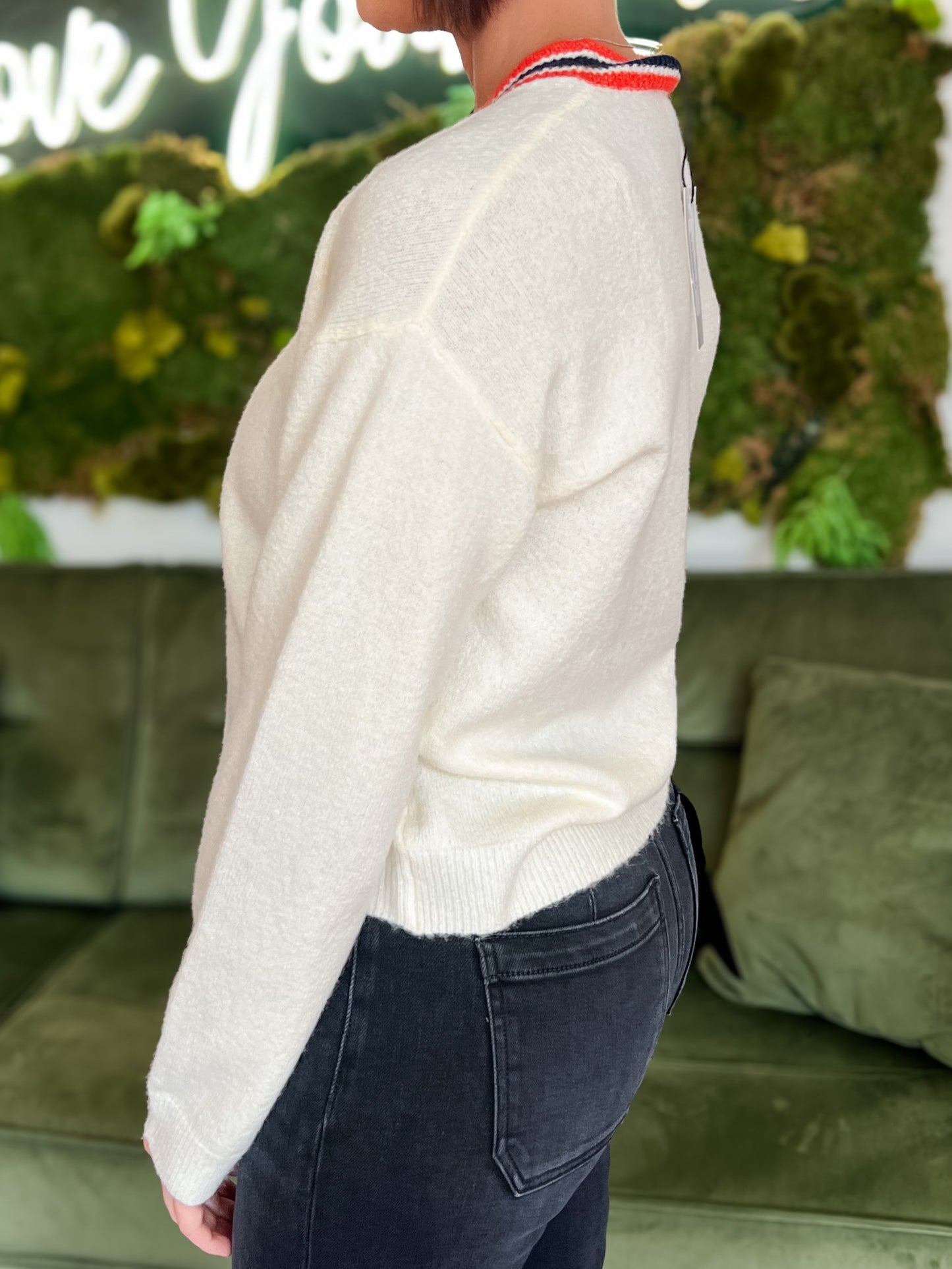 Cream V-Neck Sweater