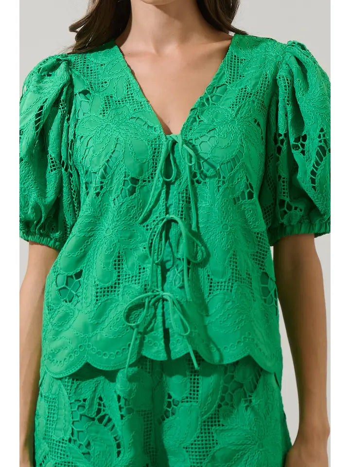 White Eyelet Puff Sleeve Top