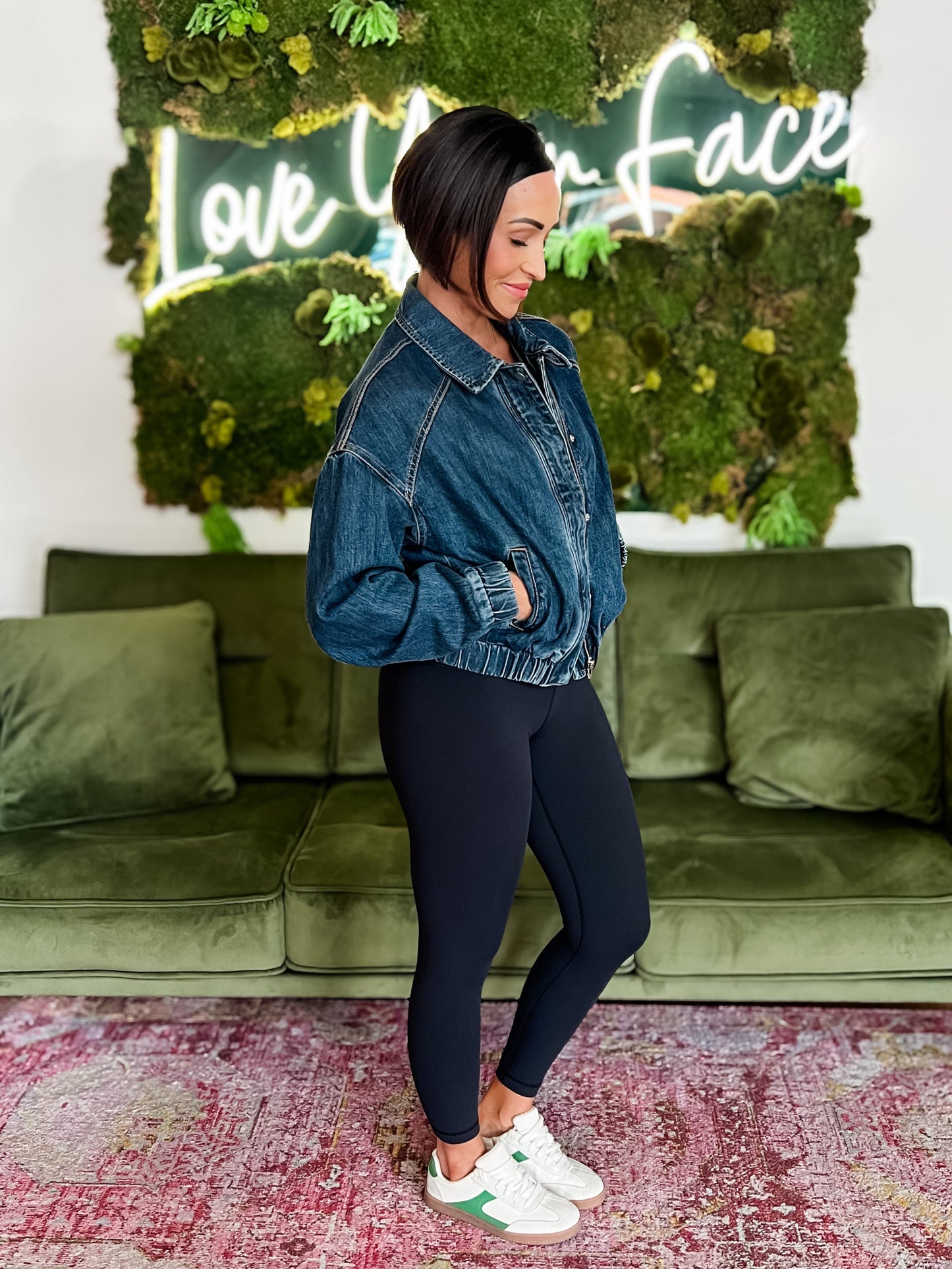 Dark Wash Denim Bomber Jacket