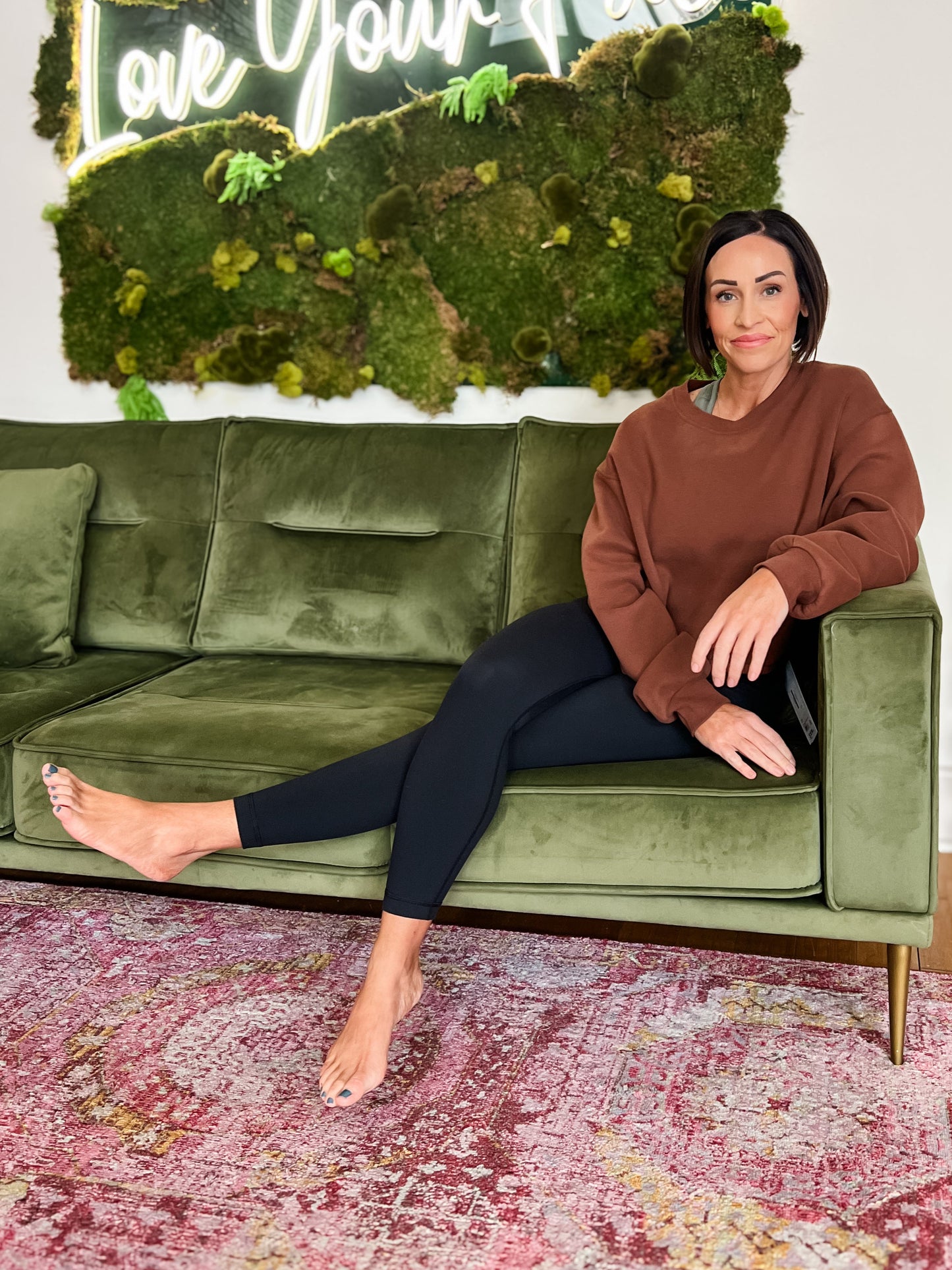 Chestnut Elastic Waist Sweatshirt
