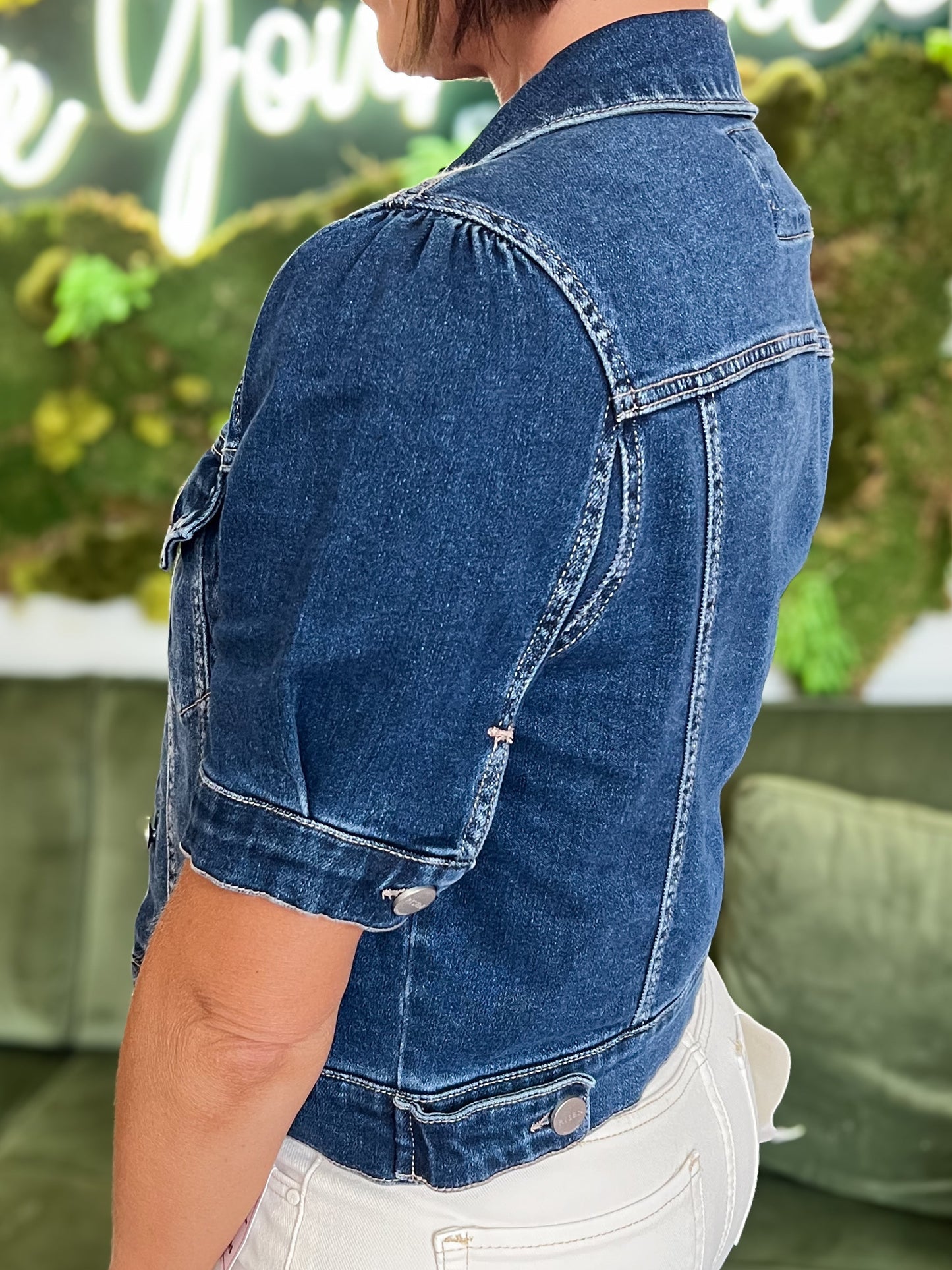 Dark Wash Short Sleeve Denim Jacket