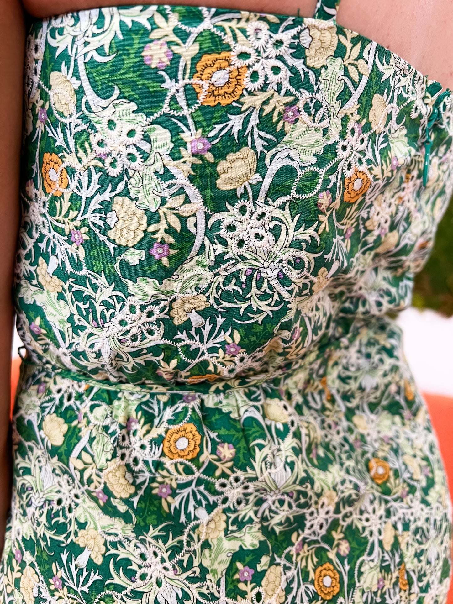 Green Multi Eyelet Mini Dress