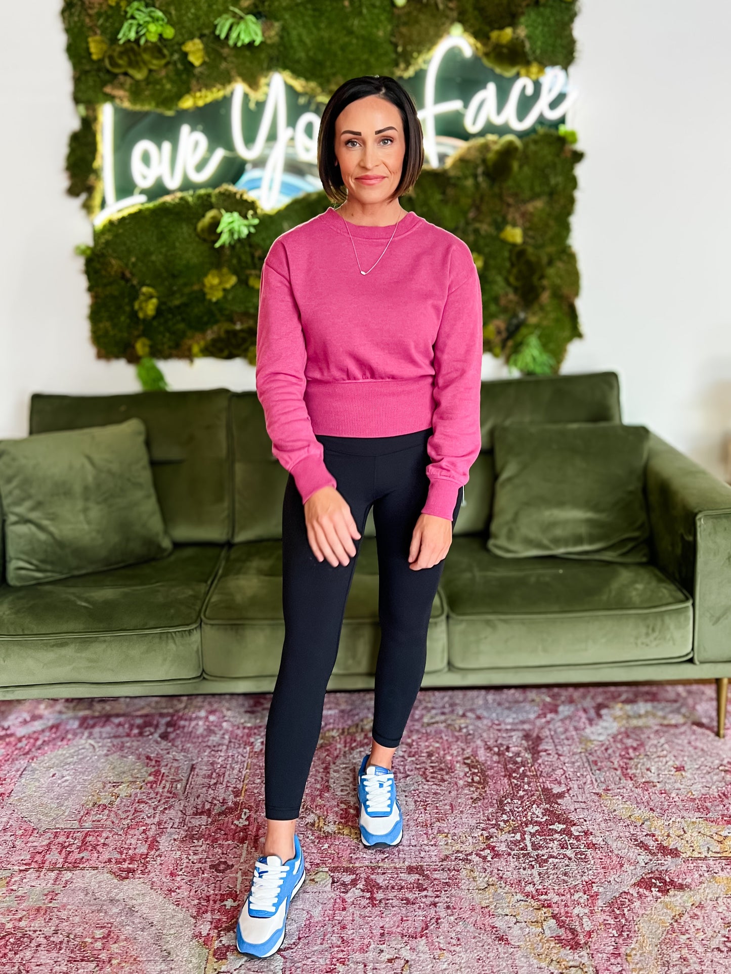 Fuchsia Cropped Fleece Pullover