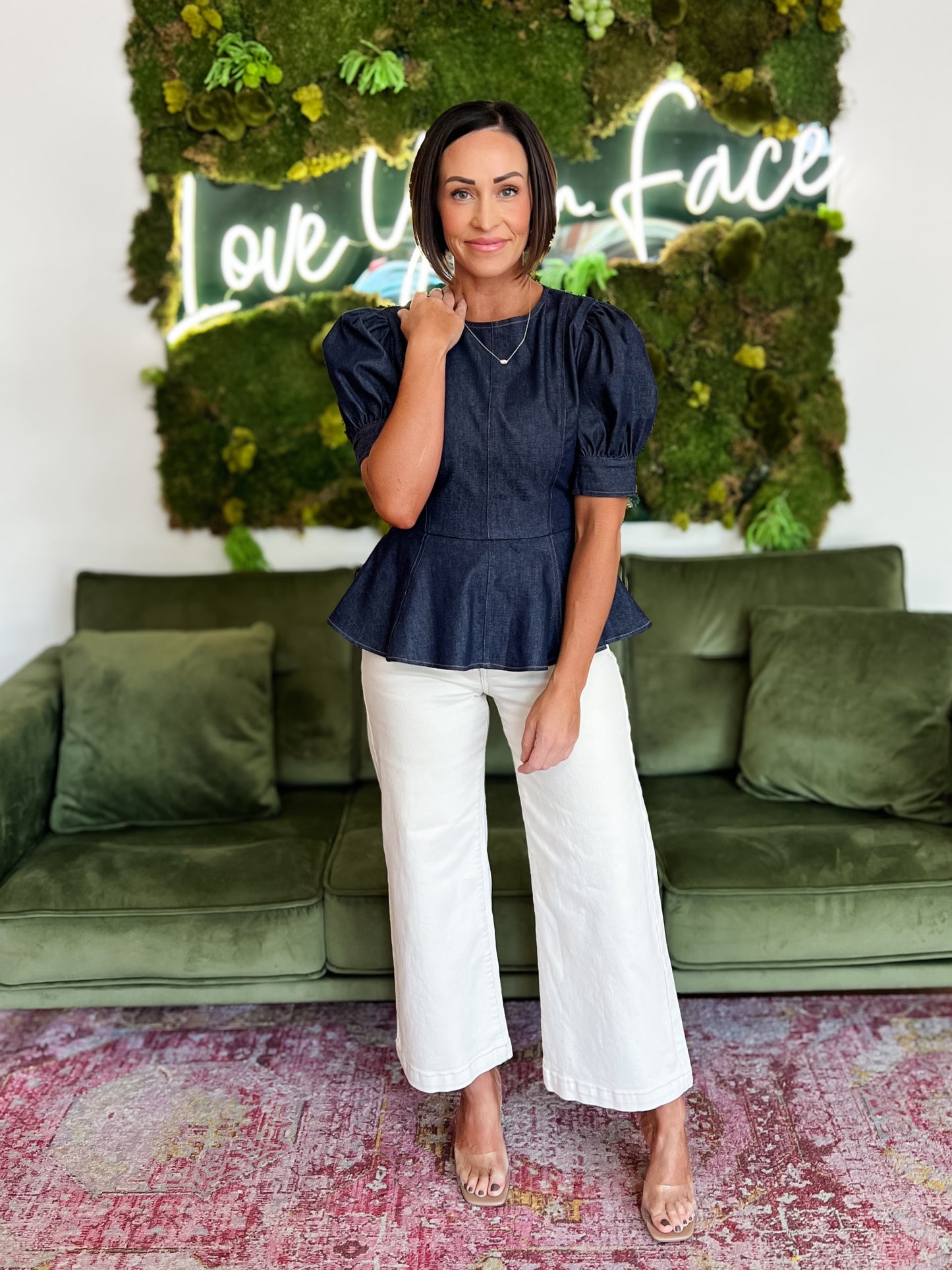 Dark Wash Denim Peplum Top