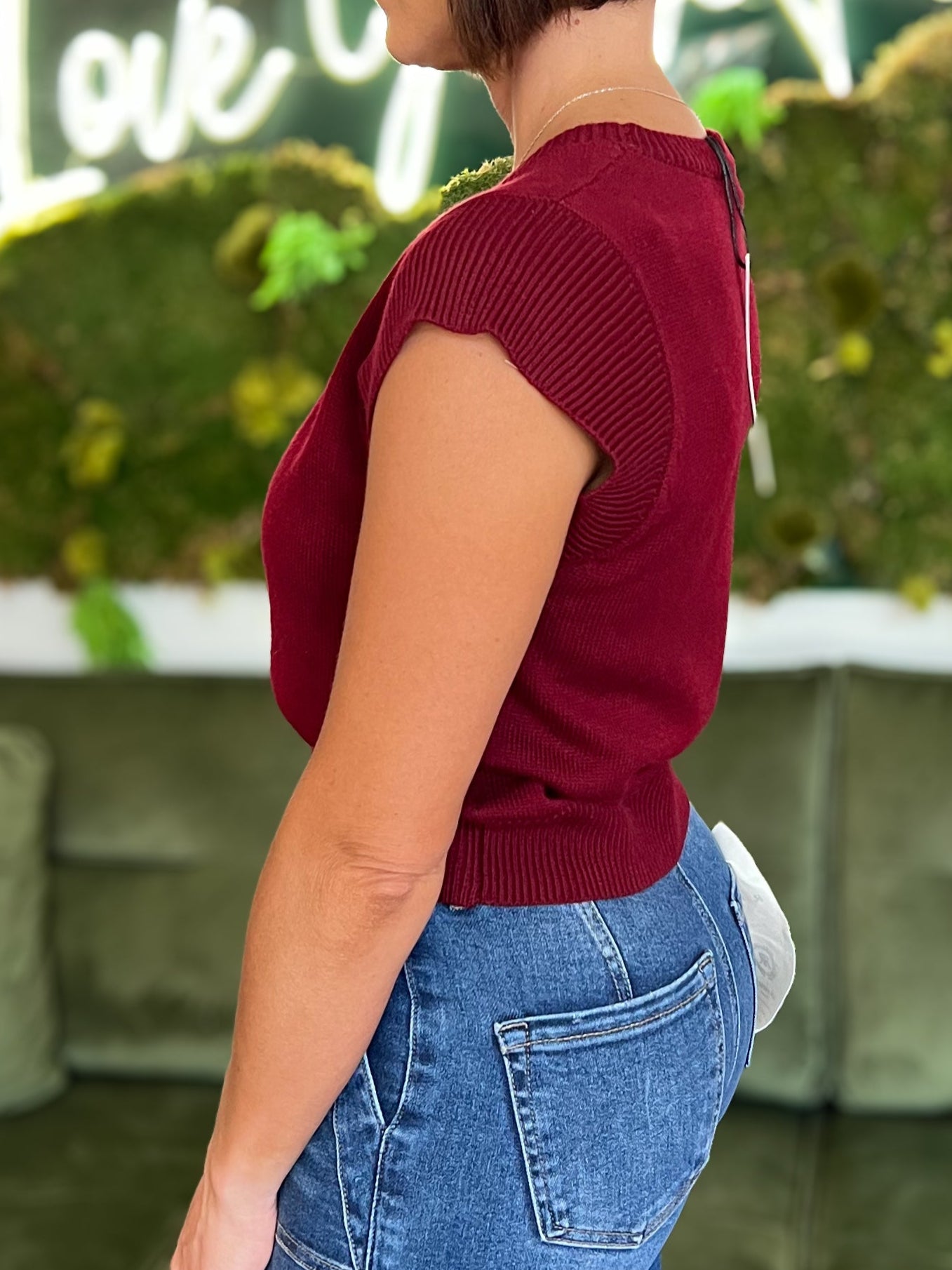 Garnet Cap Sleeve Knit Sweater