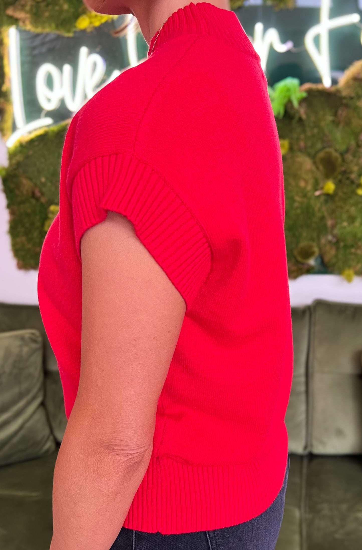 Red Valentine Heart Short Sleeve Sweater