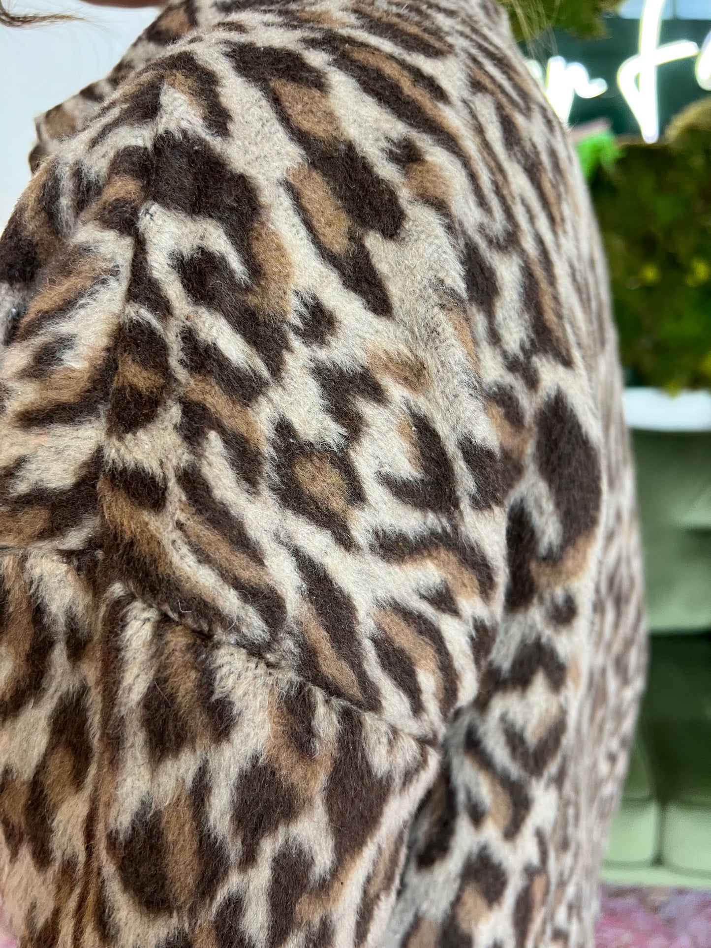 Brown Leopard Button Up Jacket
