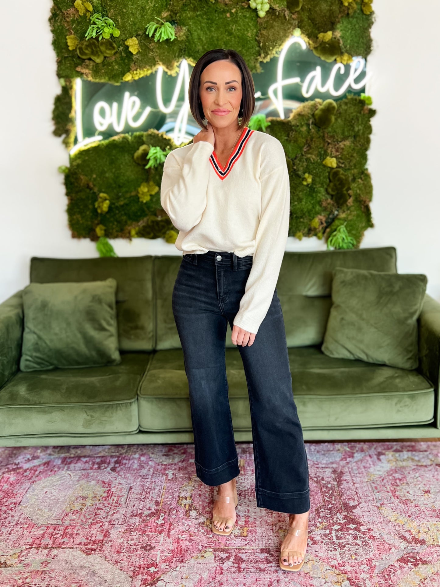 Cream V-Neck Sweater