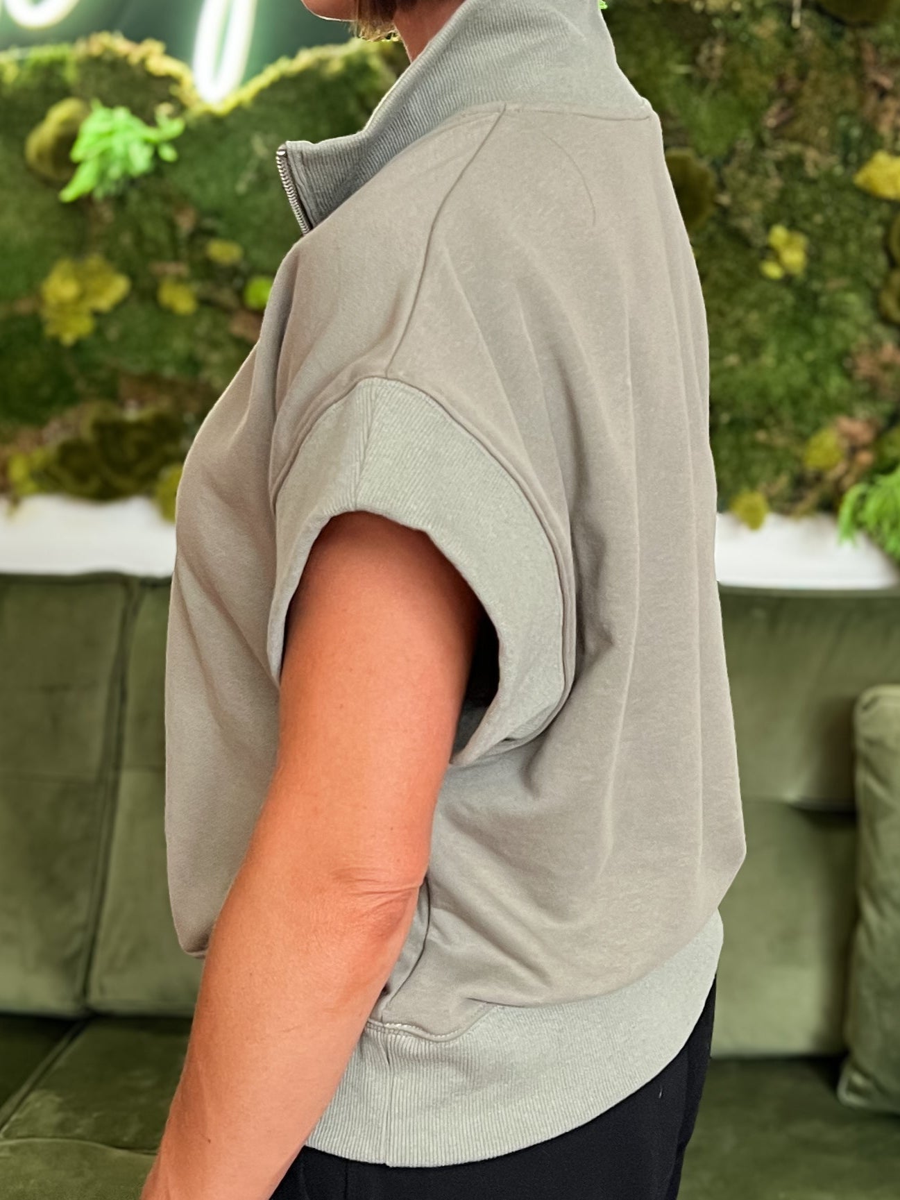 Light Olive Half Zip Pullover