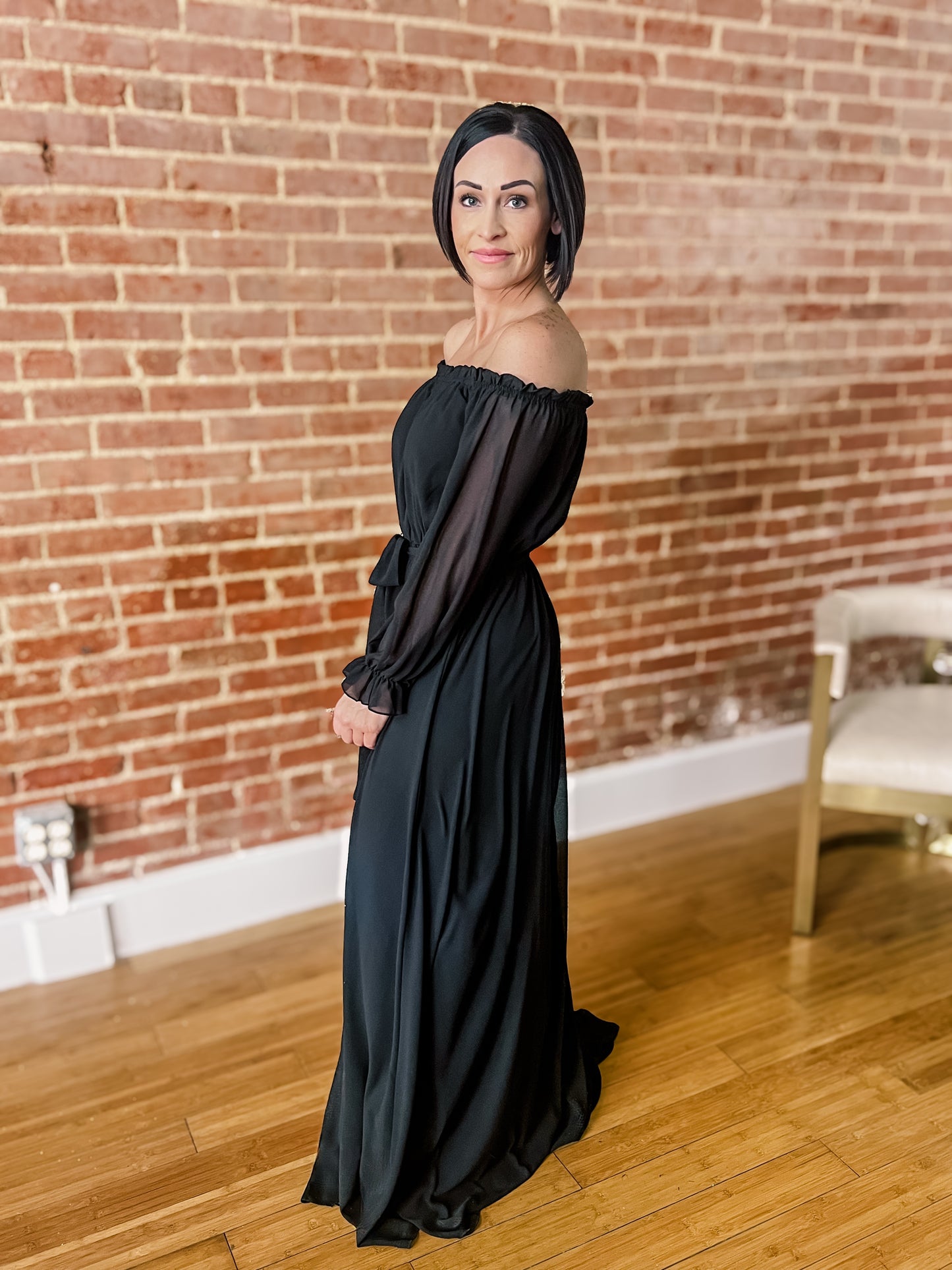 Black Chiffon Maxi Dress