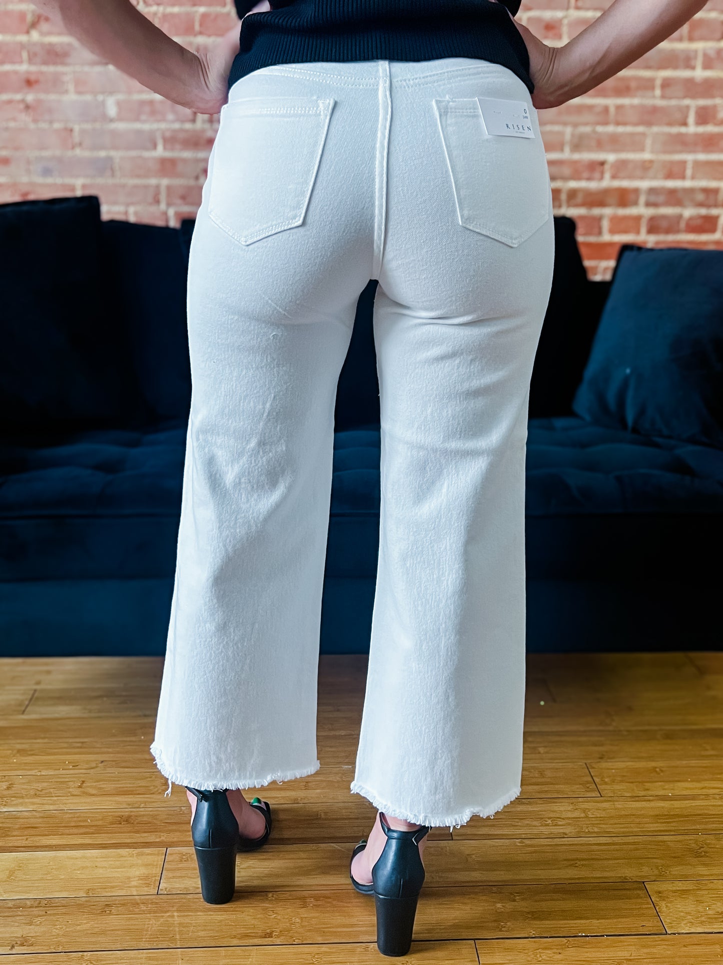 White High Rise Crop Wide Leg Pants