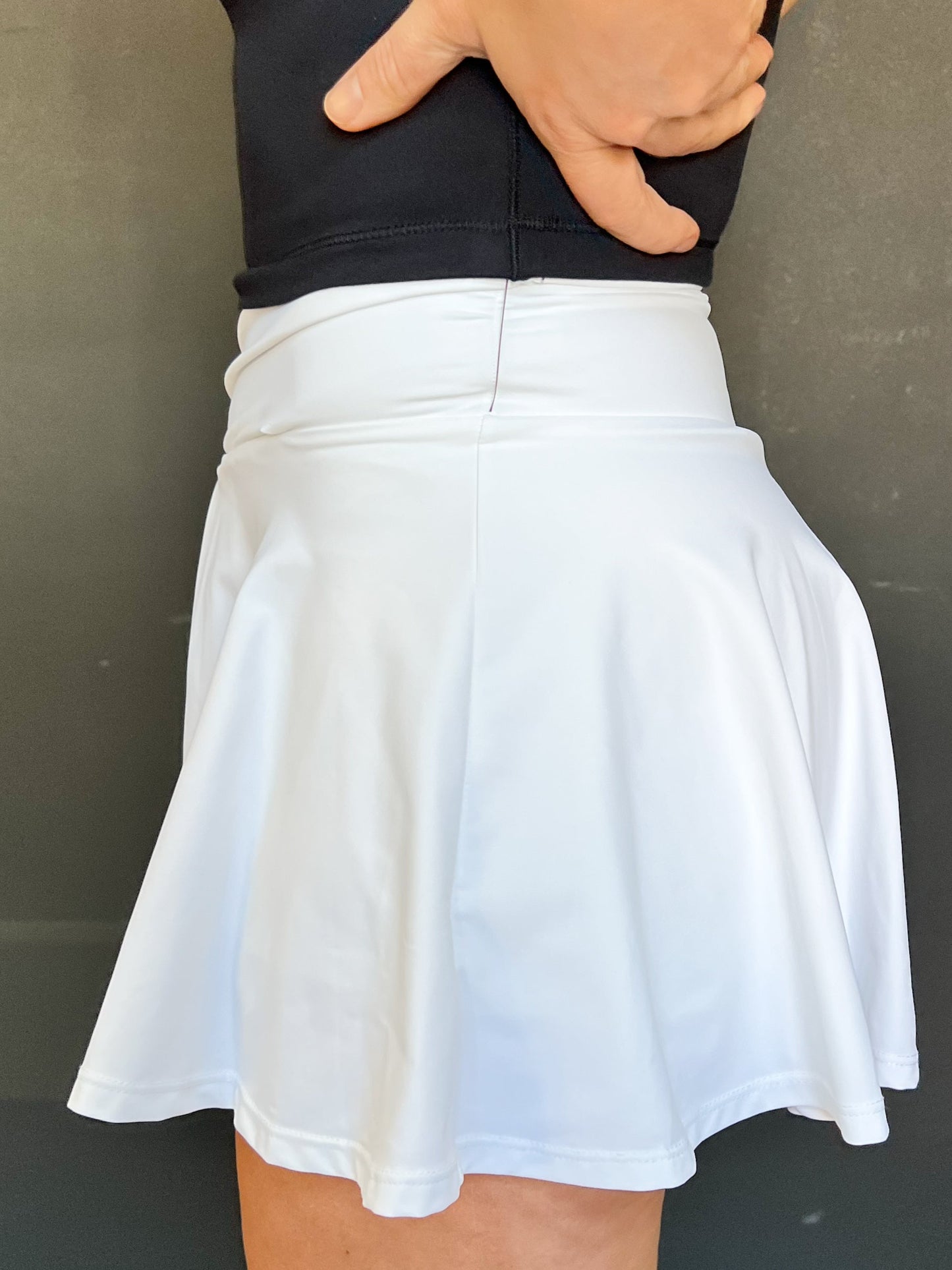 White Crossover Waist Circle Skort
