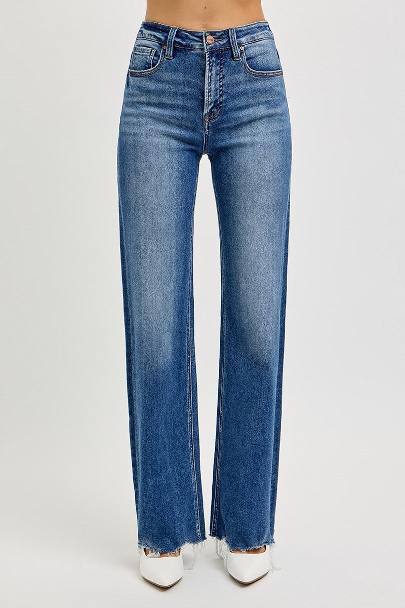 Dark Wash High Rise Straight Leg Jeans