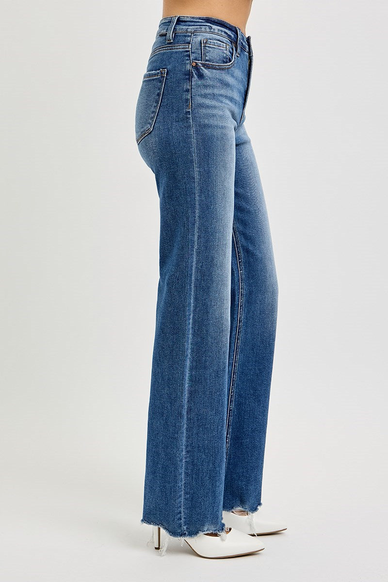 Dark Wash High Rise Straight Leg Jeans