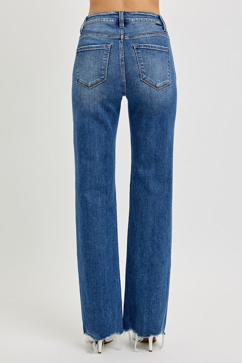 Dark Wash High Rise Straight Leg Jeans