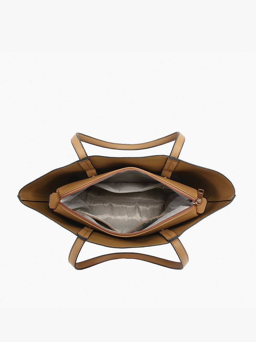 Millie Classic Paneled Tote: Tan