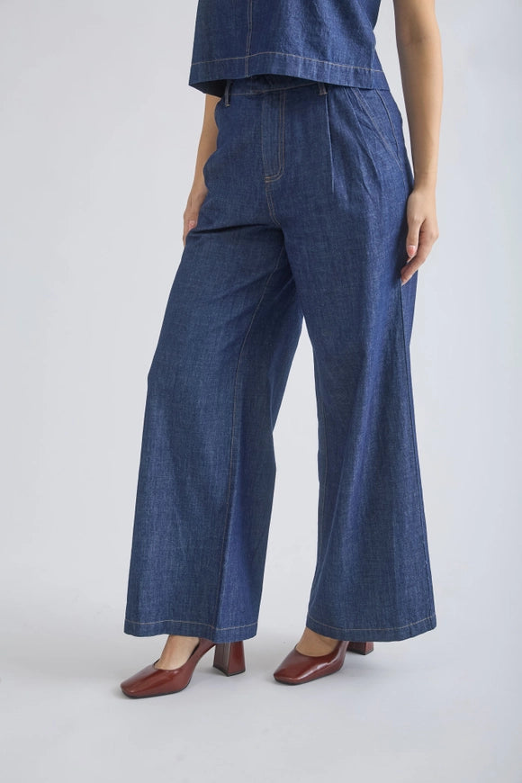 Dark Denim High Waist Wide Leg Pants