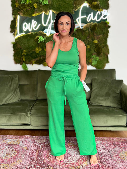 Green Brushed Hacci Pant Lounge Set