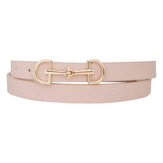 LUX D RING HORSE BIT BUCKLE SKINNY BELT: Mauve