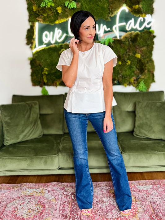 White Poplin Pintuck Top