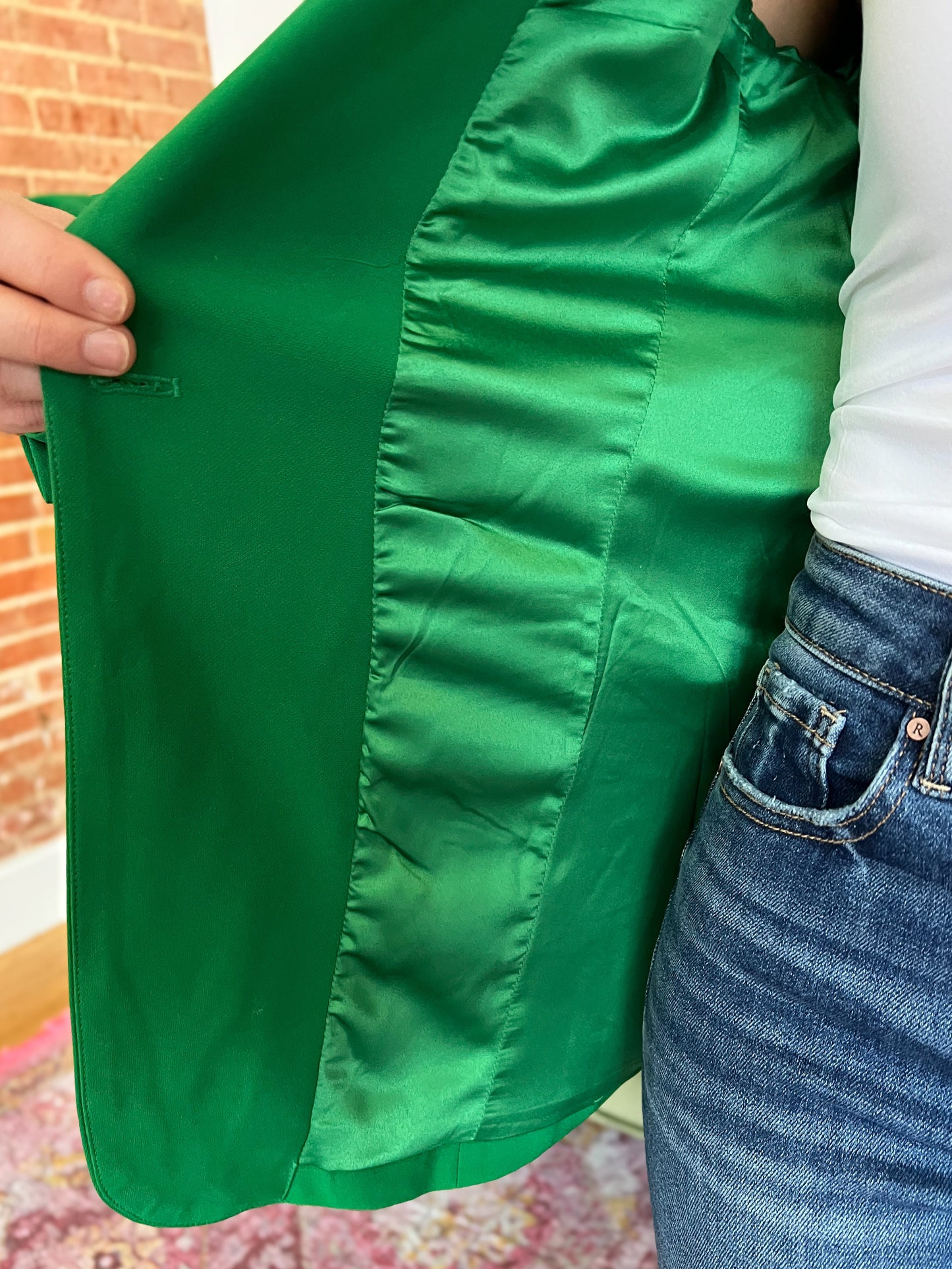 Kelly Green Fitted Notch Lapel Blazer