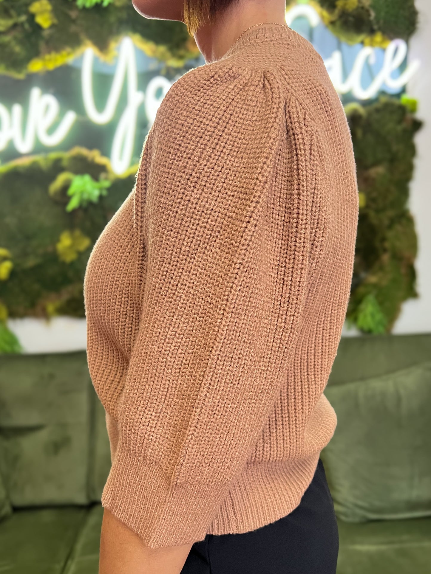 Beige Short Sleeve Sweater