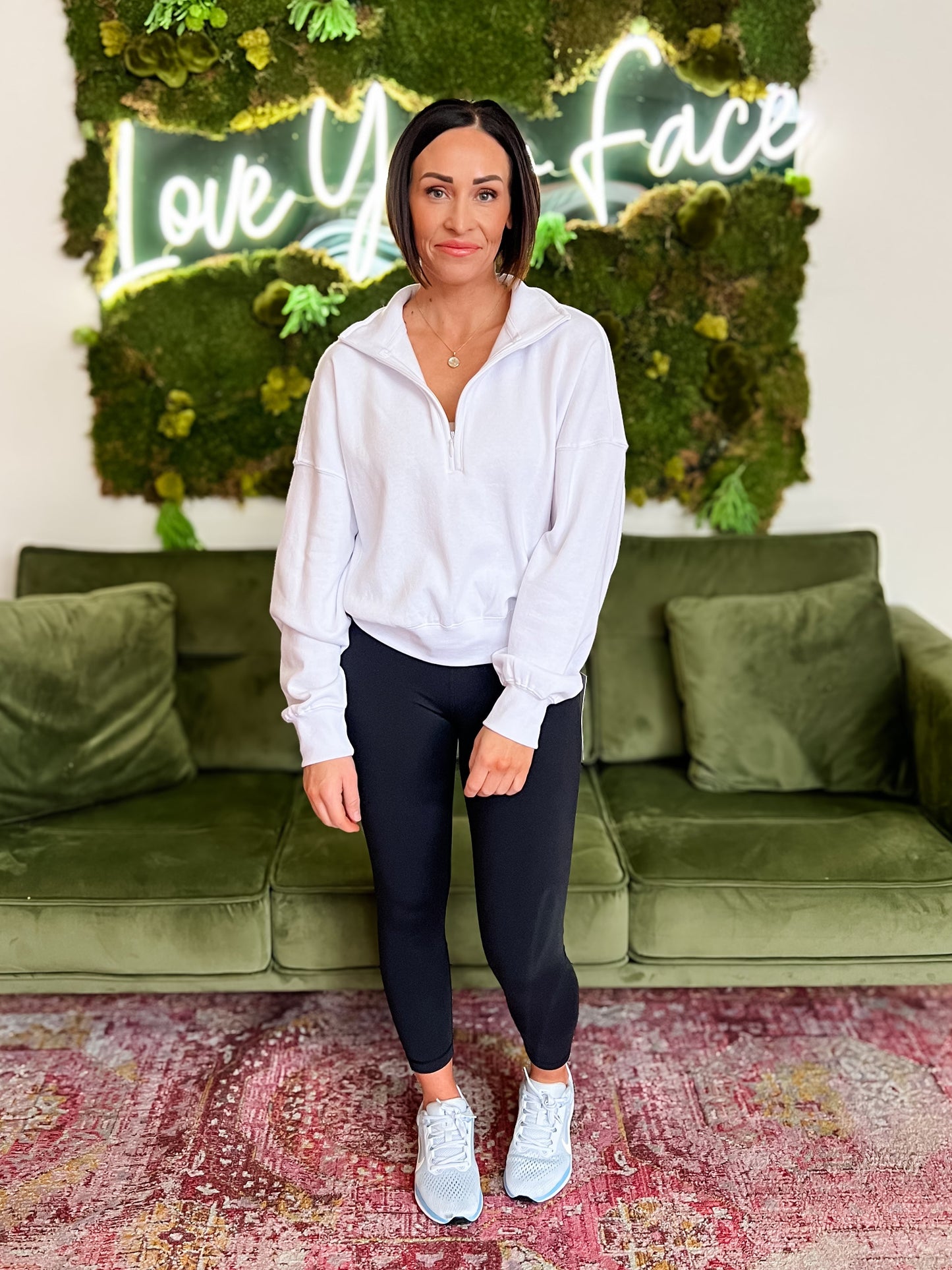 White Half Zip Sweatshirt