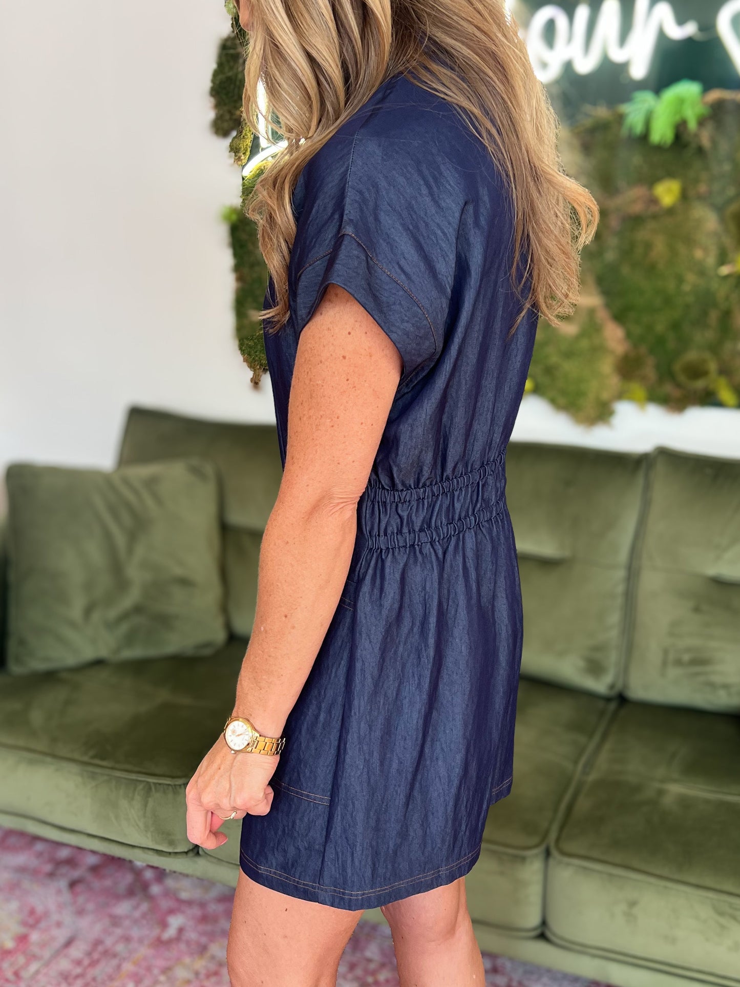 Indigo Relaxed Button Front Romper