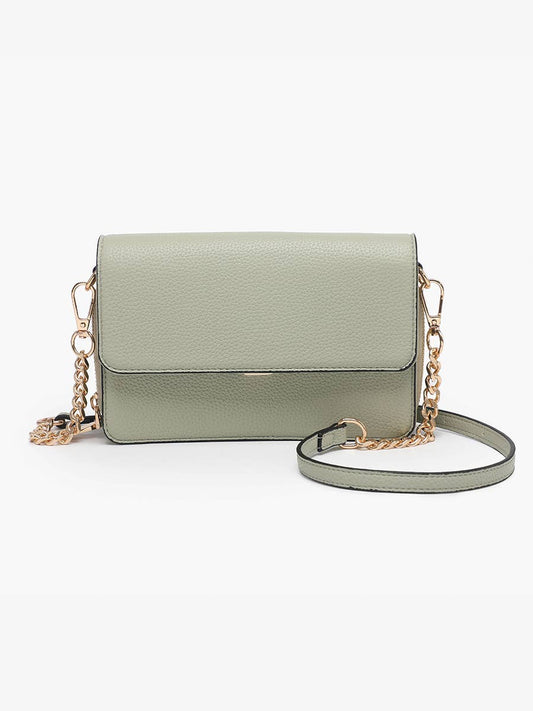 Lauryn Flapover Crossbody w/ Chain Strap: Lt. Sage