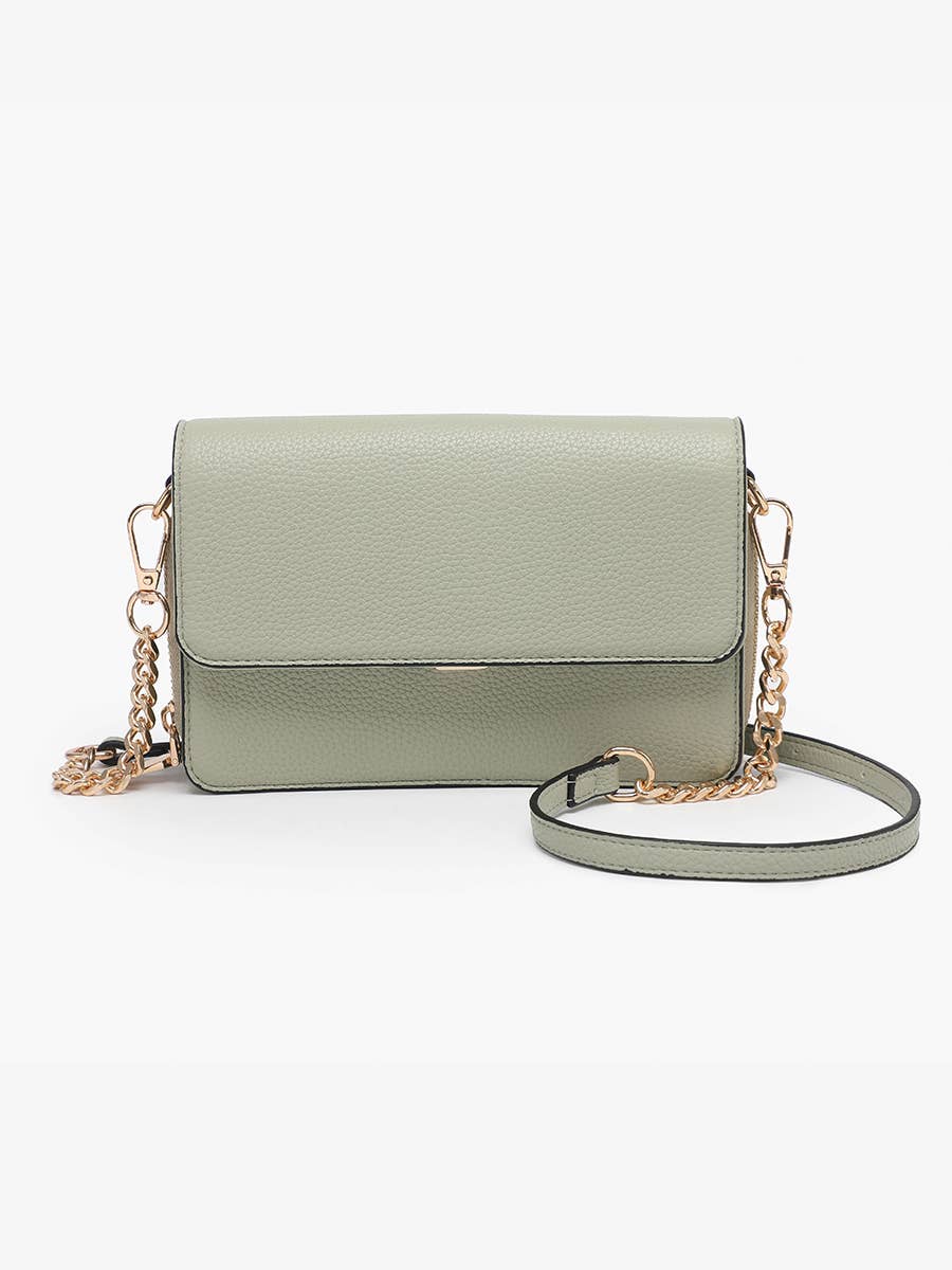 Lauryn Flapover Crossbody w/ Chain Strap: Dark Slate