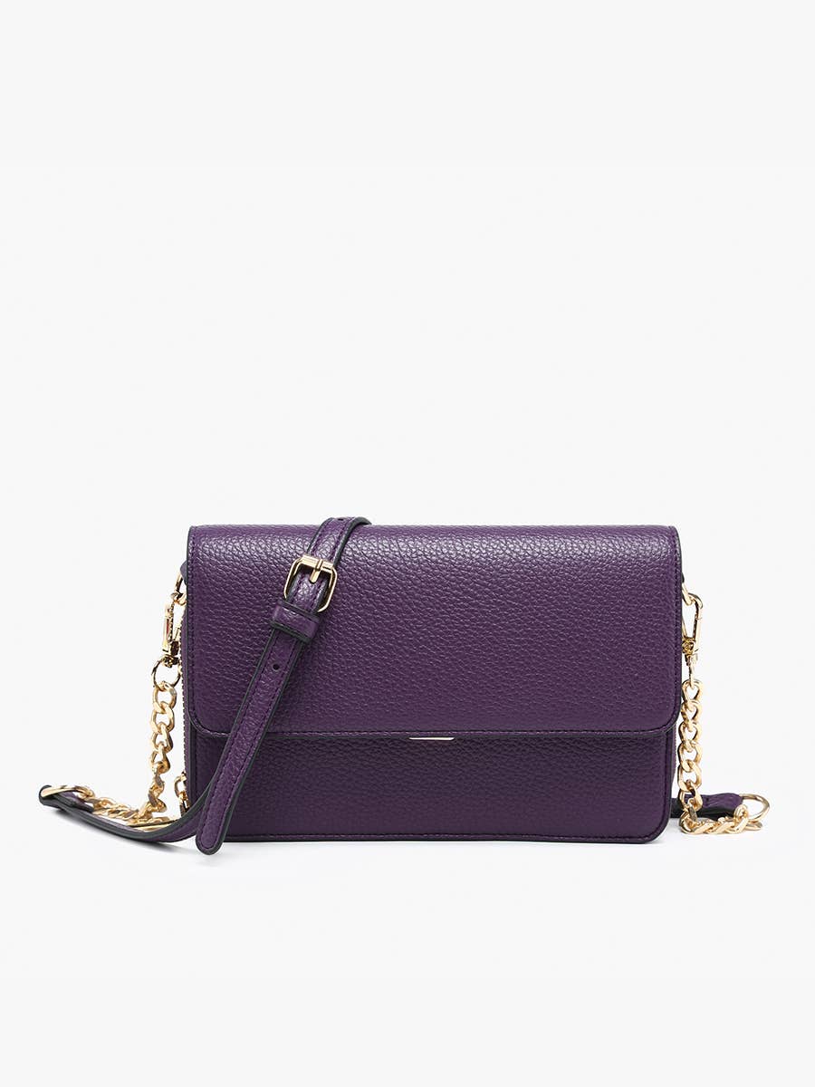 Lauryn Flapover Crossbody w/ Chain Strap: Dark Slate