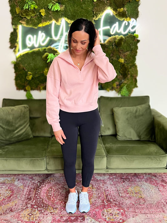 Baby Pink Half Zip Sweatshirt