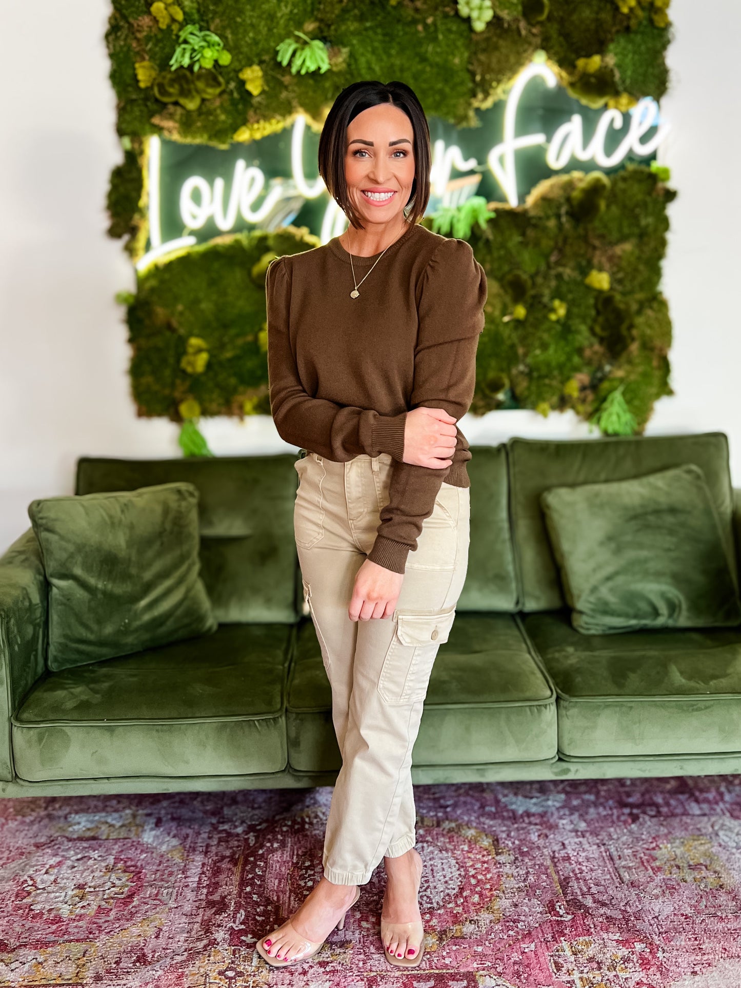 Chocolate Puff Sleeve Sweater