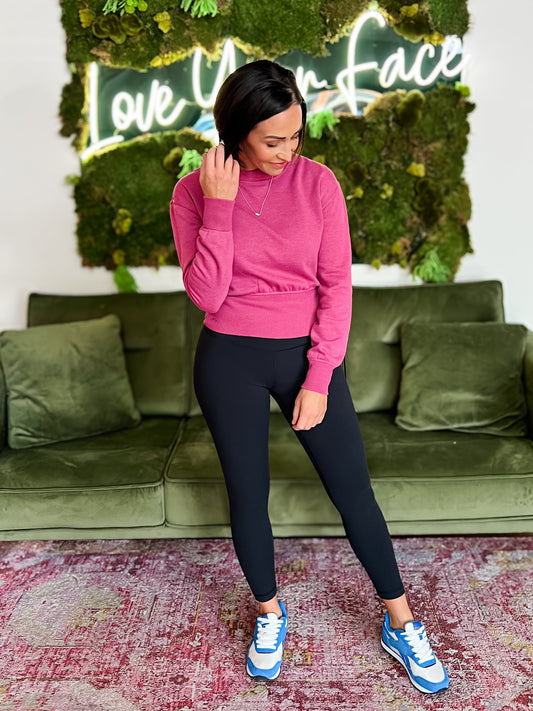 Fuchsia Cropped Fleece Pullover
