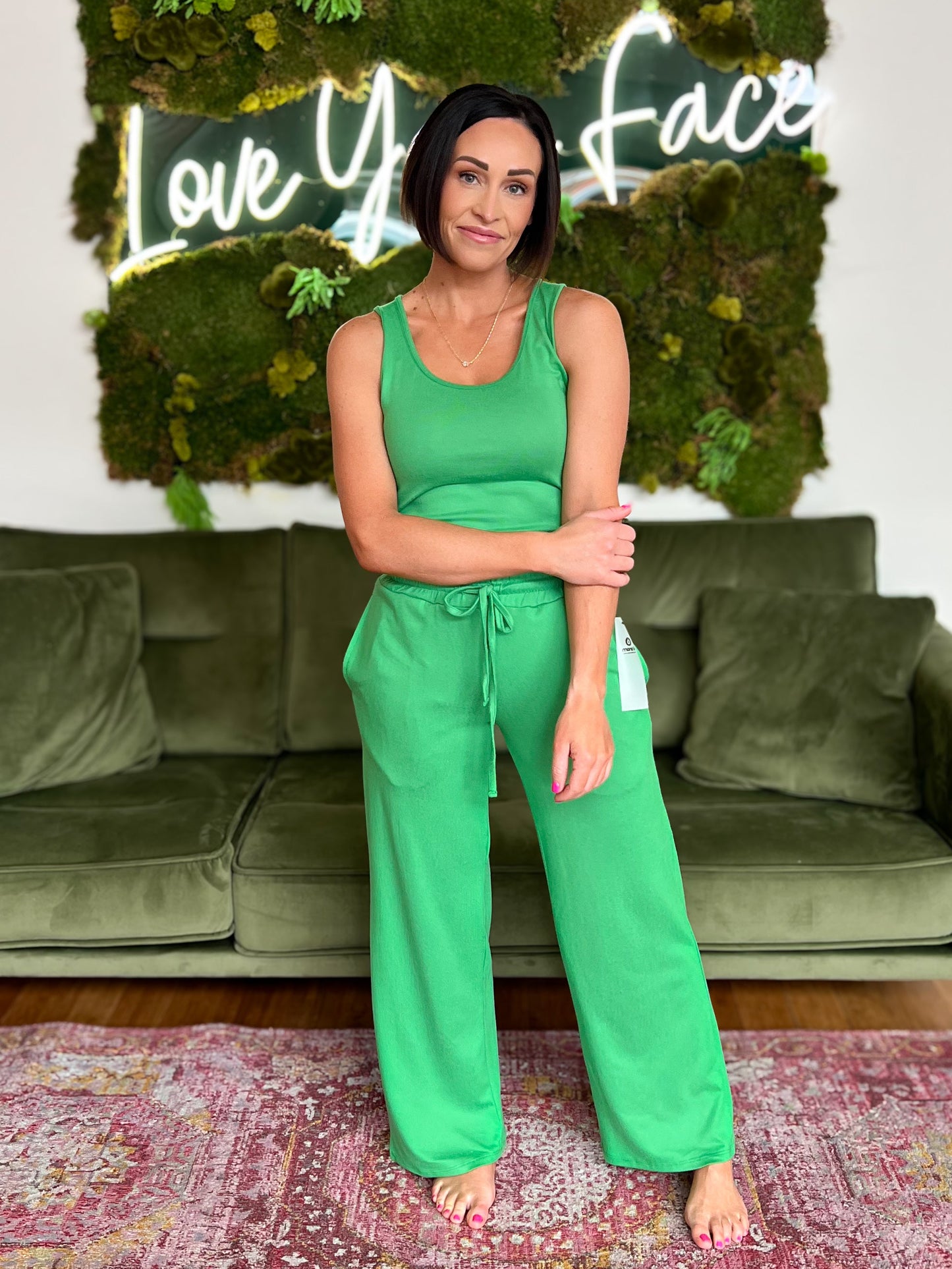 Green Brushed Hacci Pant Lounge Set