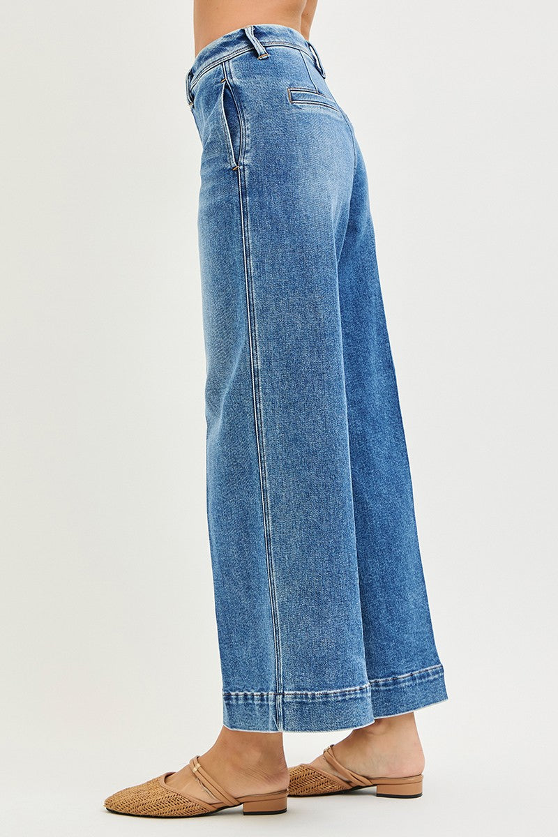 Dark Wash Slouchy Ankle Wide Leg Jeans