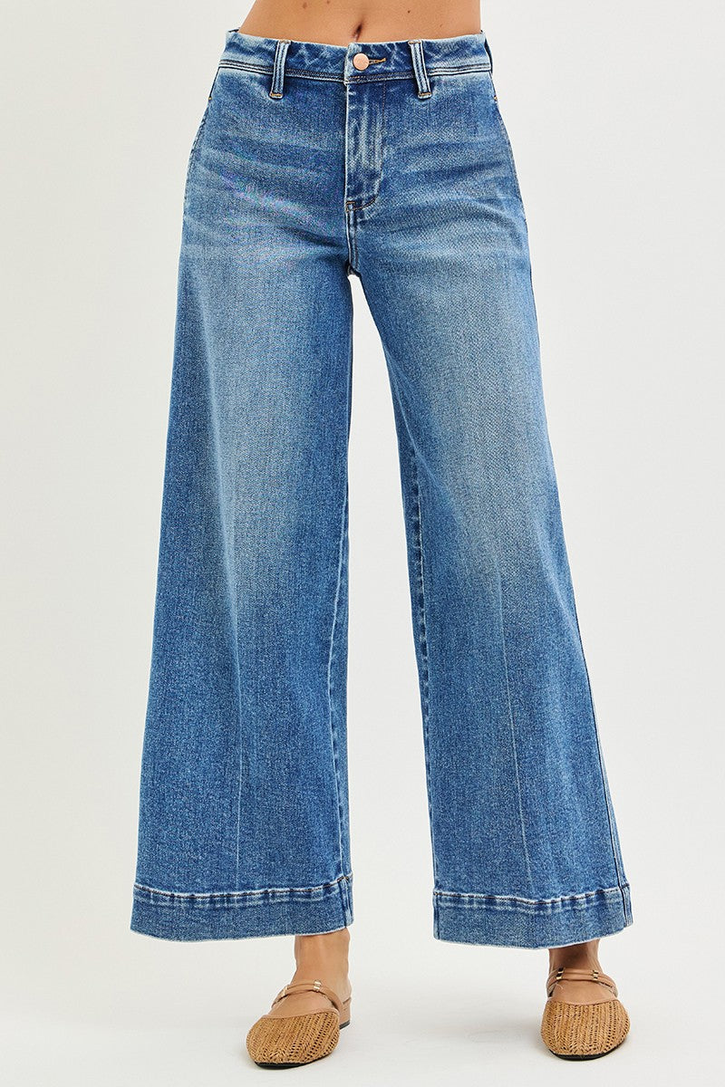 Dark Wash Slouchy Ankle Wide Leg Jeans