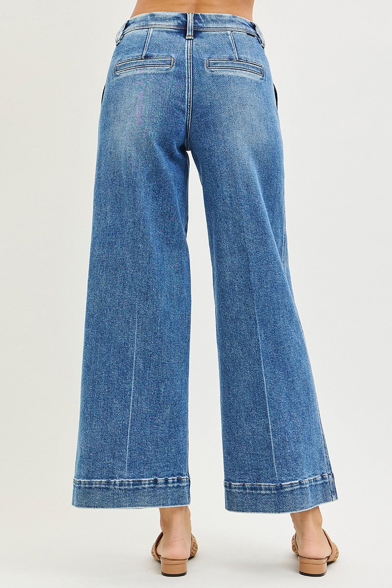 Dark Wash Slouchy Ankle Wide Leg Jeans