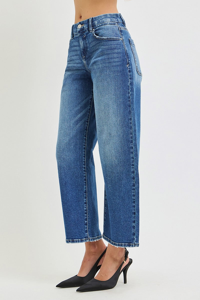 Medium Wash Slouchy Crop Barrel Jeans