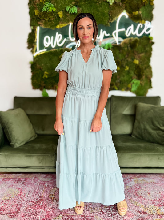 Sage Green Tiered Maxi