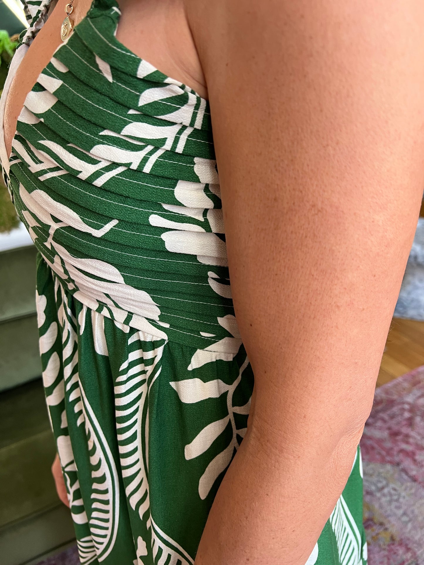 Green Leaf Print Maxi