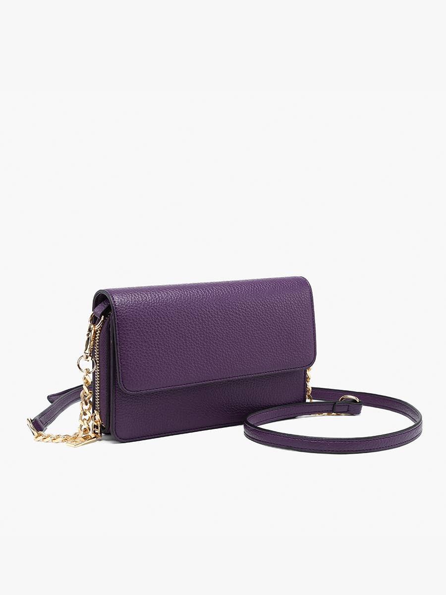 Lauryn Flapover Crossbody w/ Chain Strap: Dark Slate