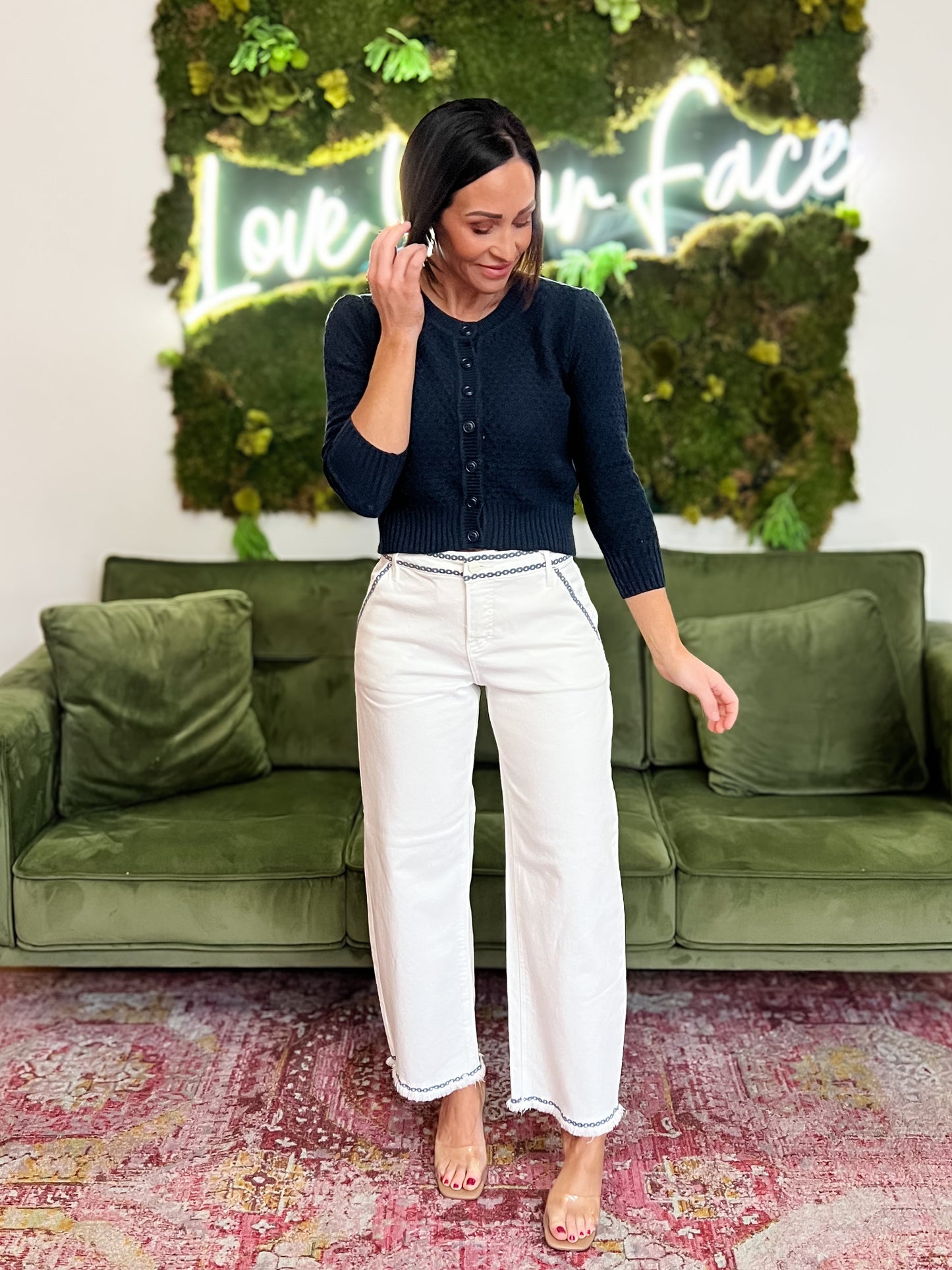 3/4 Sleeve Cropped Crochet Cardigan