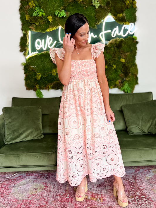 Light Pink Eyelet Maxi Dress