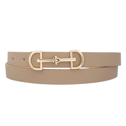 LUX D RING HORSE BIT BUCKLE SKINNY BELT: Taupe