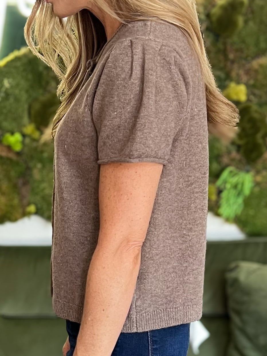 Mocha Short Sleeve Cardigan