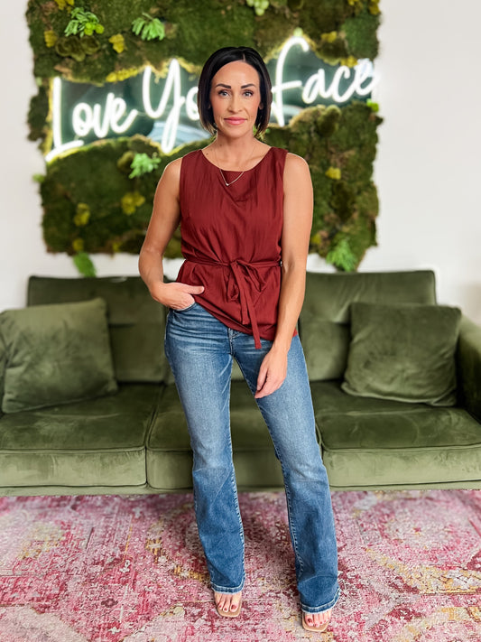 Burgundy Sleeveless Tunic Top